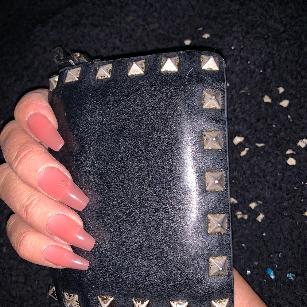 Valentino Black Leather Rock stud Wallet - Picture 2 of 8